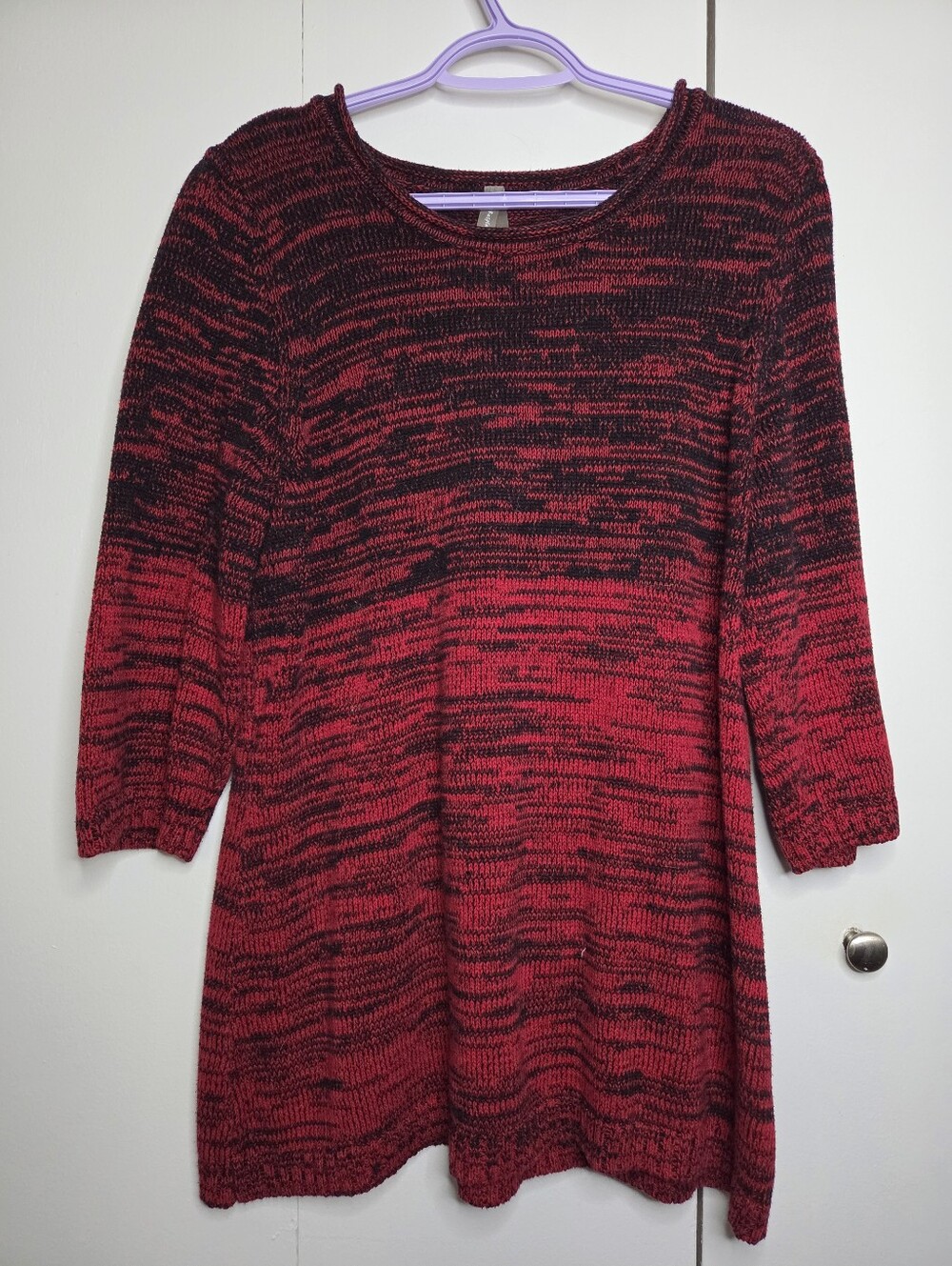 Pennington Women's M Red & Black Marled Knit Sweater Elbow Sleeve